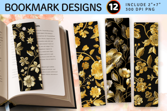 Gold Flowers Embroidery PNG Bookmark Review
